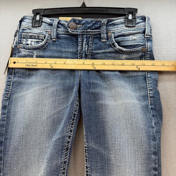 Silver Jeans Women's 26x31 (2) Blue Tuesday Fit Low Slim Boot Western NWT - Picture 11 of 14